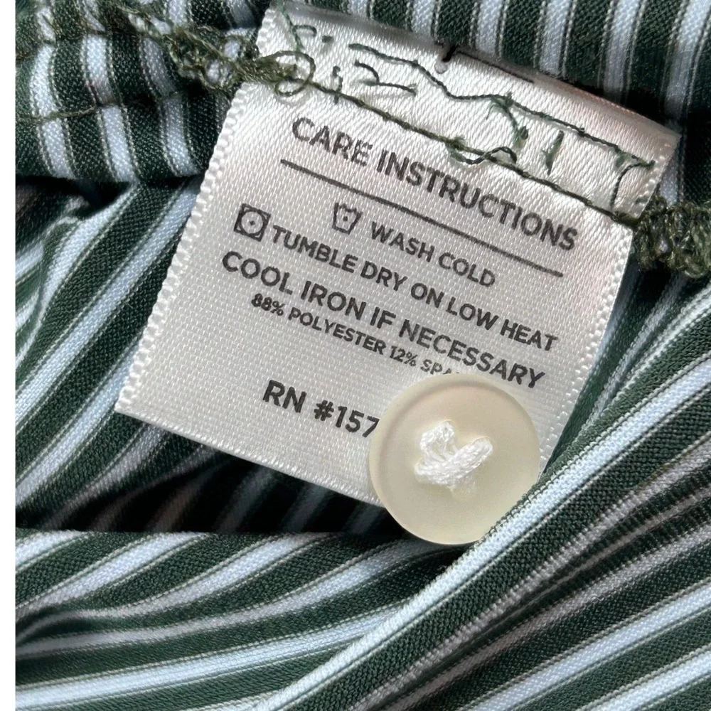 Mizzen+Main Versa Polo Mens Large Trim Fit Green Stripe Performance Golf Shirt
